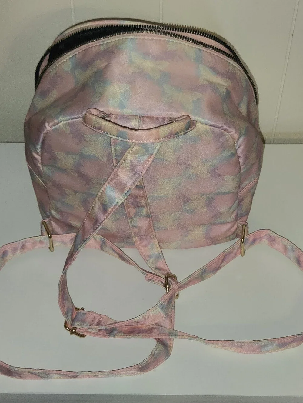 Pastel Pink Quilted Butterfly Mini Backpack for Women